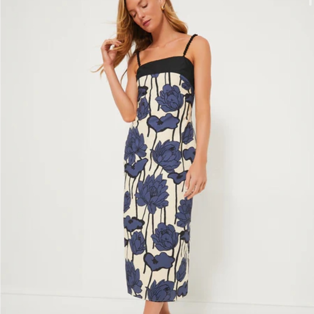 Navy & Cream Floral Cecily Midi Dress